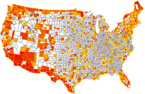 county map of DHS staff